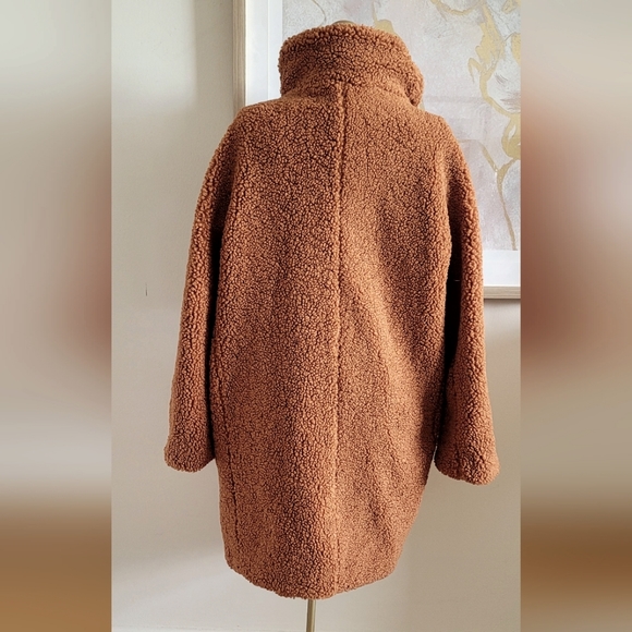 J. Crew Double Breasted Teddy Sherpa Topcoat Sz 8 NEW - Picture 2 of 5